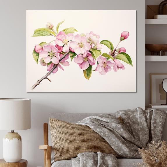 Designart "Dreaming In Apple Blossom Minimalism" Apple Blossom Canvas Prints