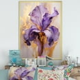 thumbnail image 1 of Designart "Dreaming In Golden Iris Purple" Irises Picture Framed Wall Art Living Room, 1 of 5