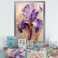 thumbnail image 1 of Designart "Dreaming In Golden Iris Purple" Irises Picture Framed Wall Art Living Room, 1 of 5