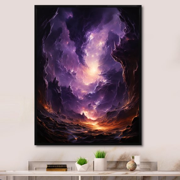 Designart "Dreaming Landscape Of Orbital Overture" Abstract Landscape Floater Framed Canvas Prints
