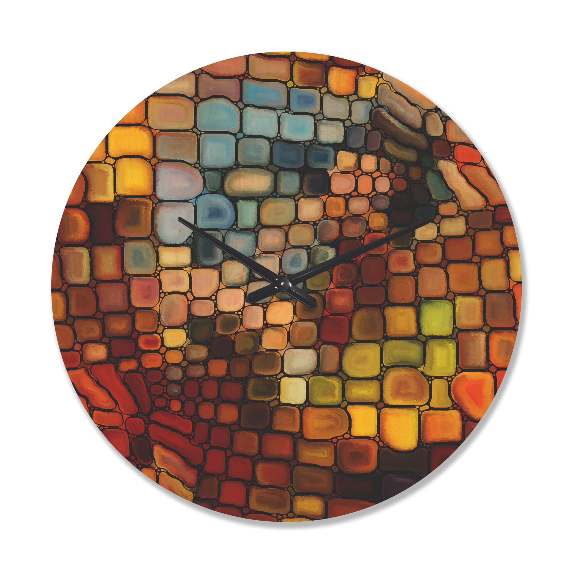 Designart 'Dreaming of Colored Stained Glass ' Modern Wood Wall Clock