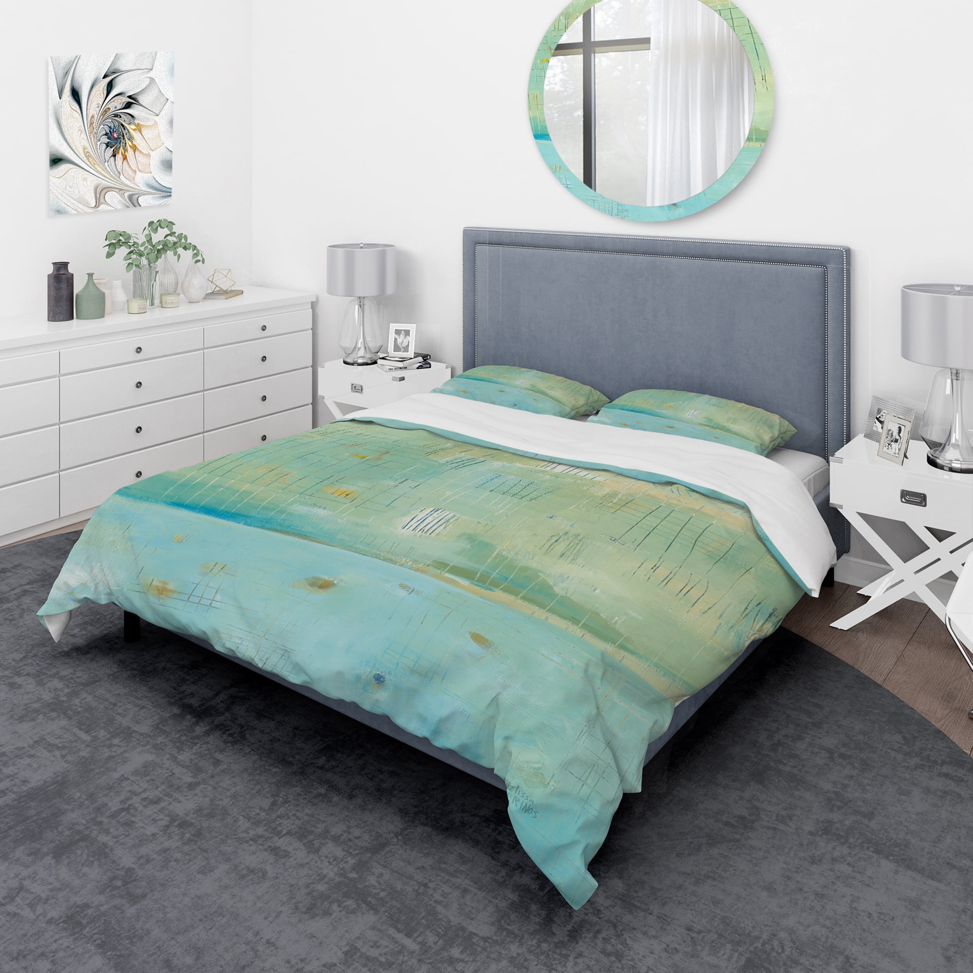 Designart 'Dreaming of the Shore I' Geometric Duvet Cover Set