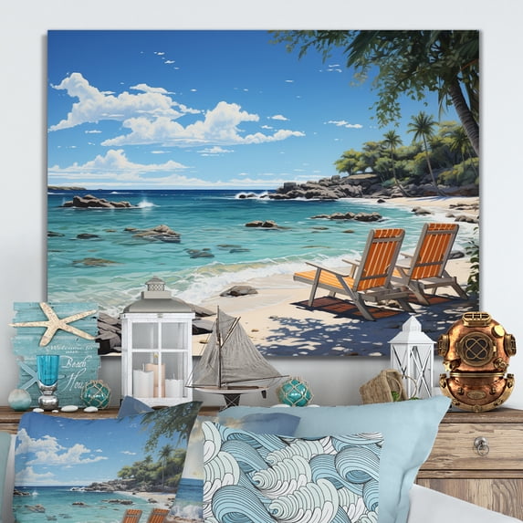 Designart "Dreaming of the Tropical Beach I" Nautical & Beach Metal Wall Art Prints