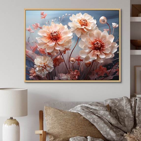 Designart "Dreamlike Delicate Flowers Field" Flower Floater Framed Canvas Prints