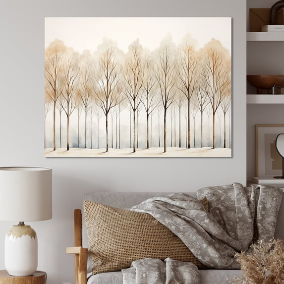 Designart "Dreamlike Forest In Minimalism" Landscape Trees Canvas Art Print