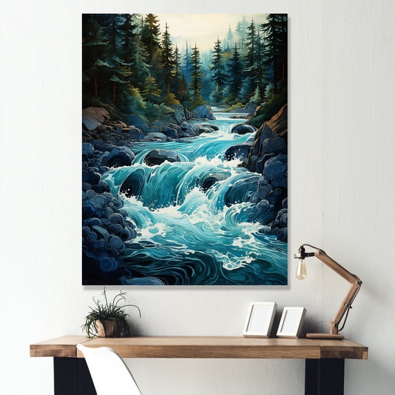 Designart "Dreamlike River Map Of Usa" Usa Map Canvas Wall Art