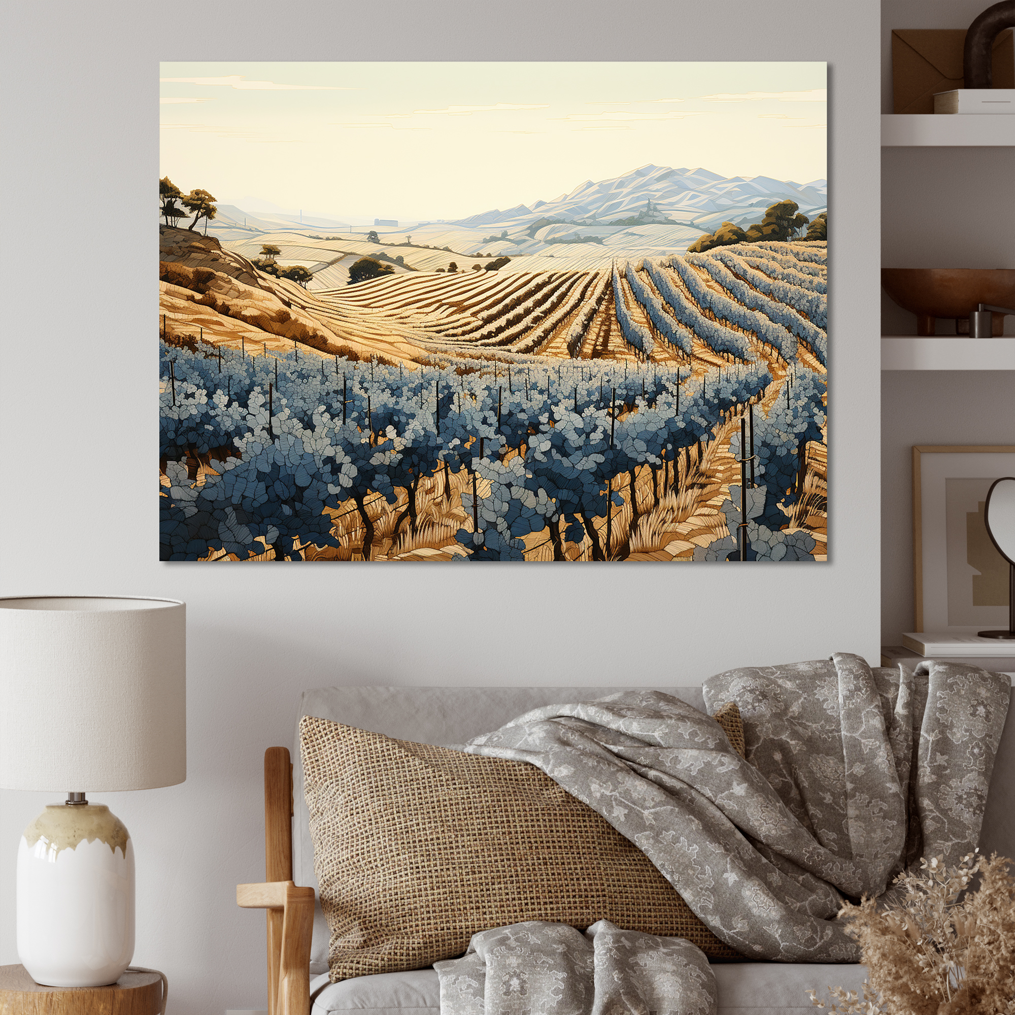 Designart "Dreamlike Vineyard In Minimalism" Vineyard Wall Art Living ...