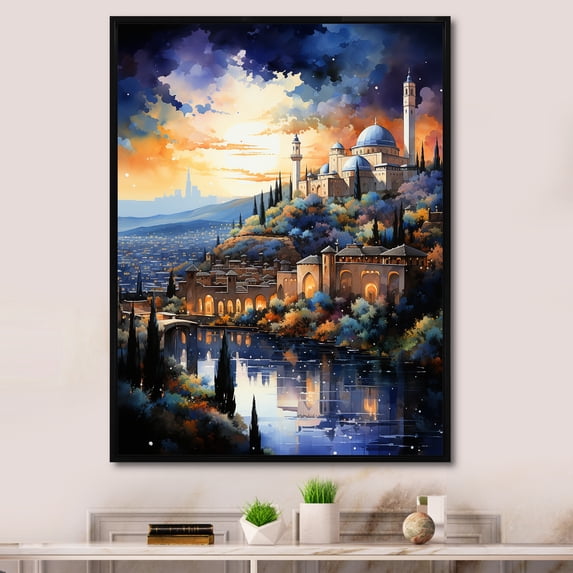 Designart "Dreams Of Alhambra Palace" Islam Floater Framed Canvas Art Print