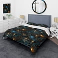 thumbnail image 1 of Designart "Dreams Of Futuristic Microprocessor Technology III" Gold Geometric Bedding Covert Set - Modern & Contemporary Bed Set With 2 Shams, 1 of 1