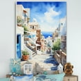 thumbnail image 1 of Designart "Dreams of Santorini Village Greek Isles I" Landscapes Canvas Wall Art - Country White Greece Hallway Wall Art Decor, 1 of 6