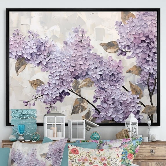 Designart "Dreamscape Of Beautiful Lilacs I" Lilacs Floater Framed Canvas Art Print