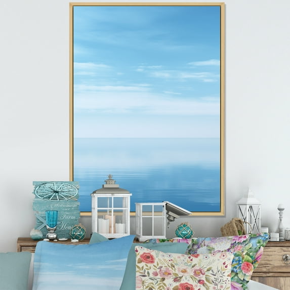 Designart "Dreamscape Of Oceans Infinity IV" Minimalism Floater Framed Canvas Prints