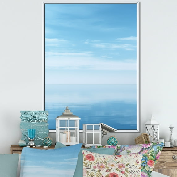 Designart "Dreamscape Of Oceans Infinity IV" Minimalism Floater Framed Canvas Prints