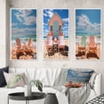 thumbnail image 1 of Designart "Dreamy Beach Chairs II" Nautical & Beach Framed Wall Art Set Of 3 - Peach Beach Frame Canvas Set For Living Room Decor, 1 of 1