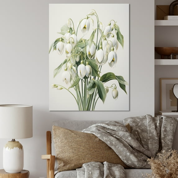 Designart "Dreamy Beige Snowdrop Scene II" Snowdrops Canvas Prints