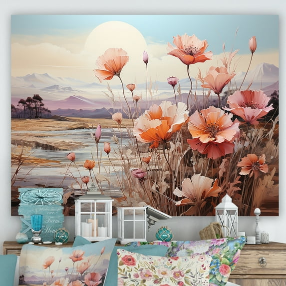 Designart "Dreamy Blooming Prairie" Prairies Canvas Wall Art