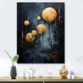 thumbnail image 1 of Designart "Dreamy Cerulean Crescent Moon In Blue And Gold" Moon Wall Art Living Room, 1 of 7