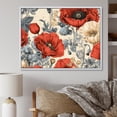 thumbnail image 1 of Designart "Dreamy Coral And Beige Poppies" Poppies Floater Framed Wall Art Living Room, 1 of 5