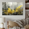 thumbnail image 1 of Designart "Dreamy Ferns in Yellow and Grey Tones II" Floral Metal Art Print Set, 1 of 5