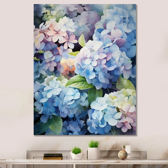 Designart "Dreamy Garden Blue Hydrangea" Floral Wall Decor