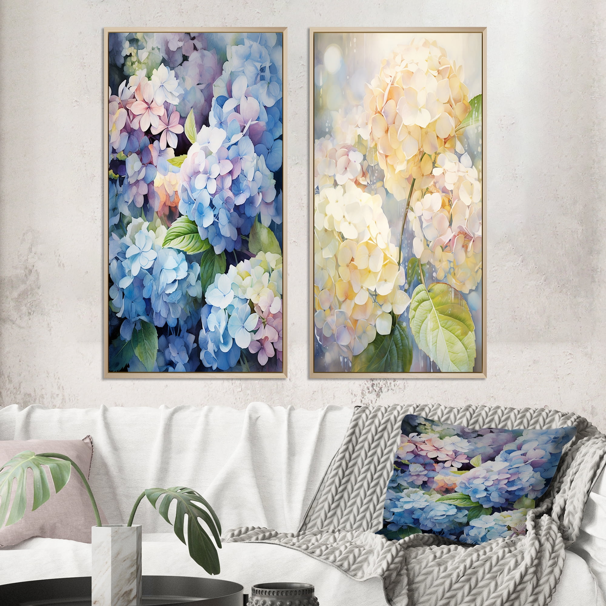 Designart "Dreamy Garden Blue Hydrangea" Hydrangea Framed Wall Art Set ...