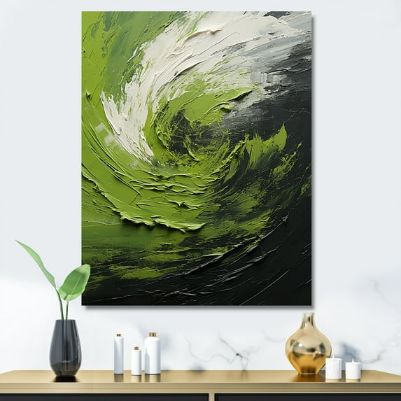 Designart "Dreamy Green Serene Spiral I" Abstract Spirals Wall Art Prints