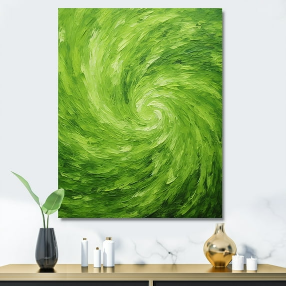 Designart "Dreamy Green Serene Spiral IV" Abstract Spirals Wall Art Prints