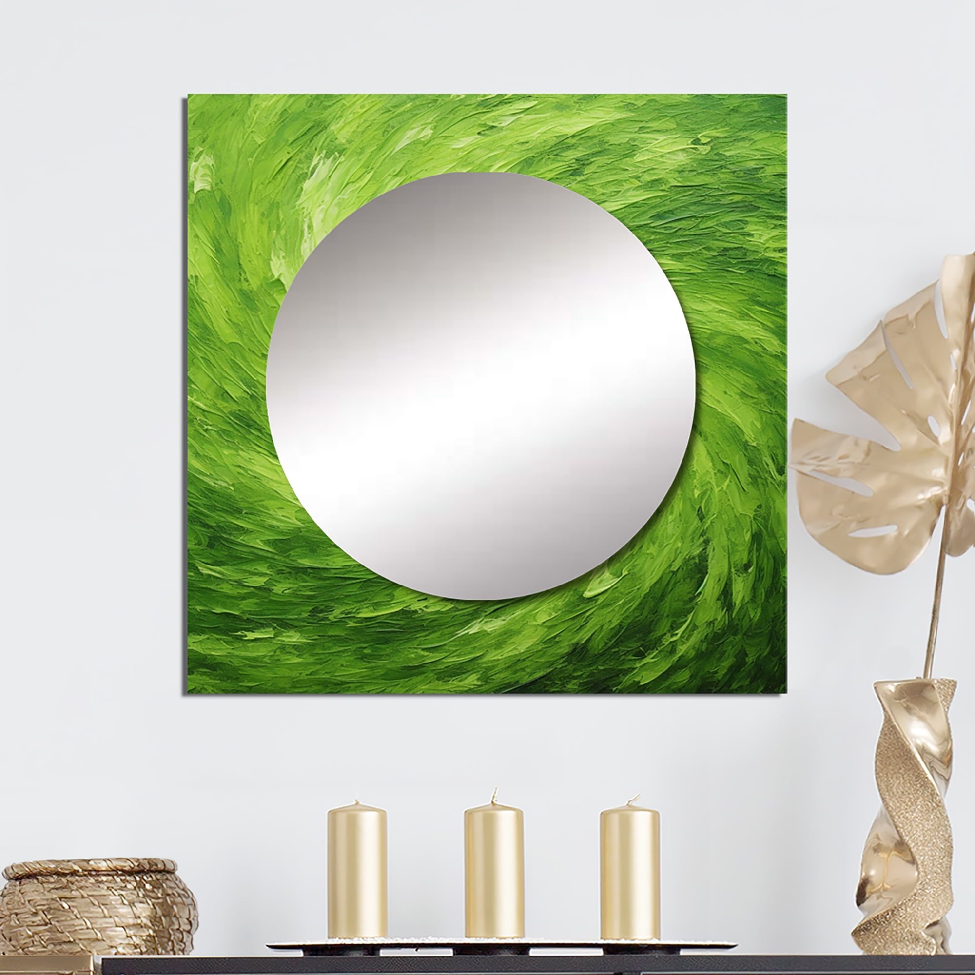 Designart "Dreamy Green Serene Spiral IV" abstract spirals Green Large
