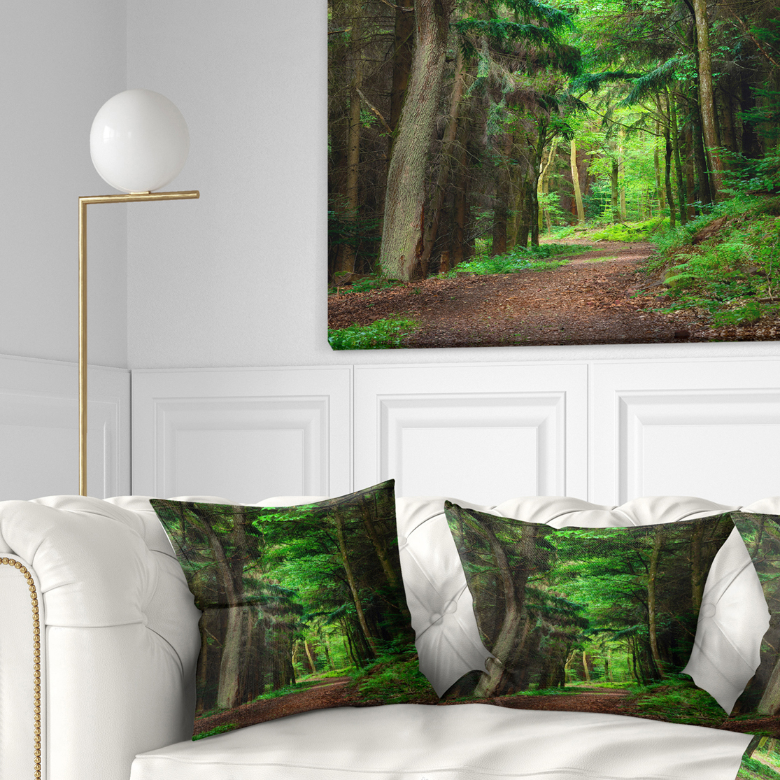 Designart Dreamy Greenery in Dense Forest - Forest Throw Pillow - 16x16
