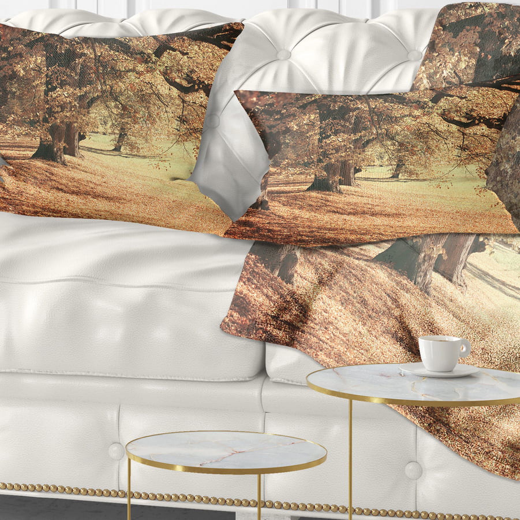 Designart Dreamy Imagery of Autumn Forest - Modern Forest Throw Pillow - 12x20