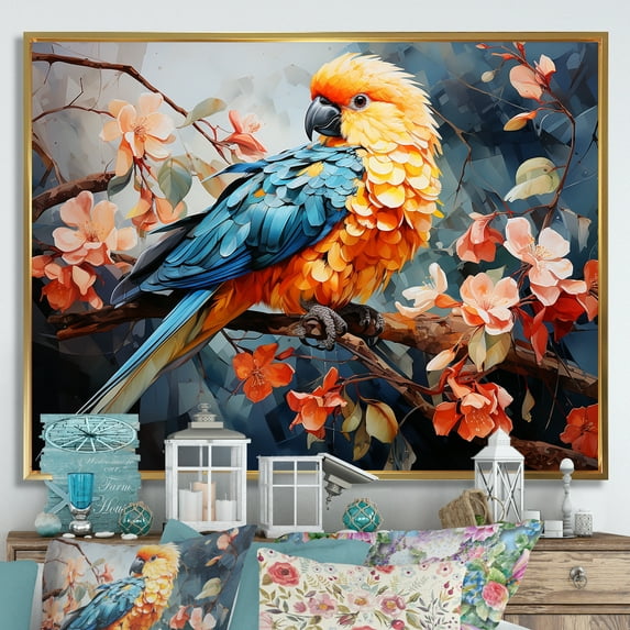 Designart "Dreamy Minimalist Birds Of Paradise" Birds Of Paradise Floater Framed Canvas Prints