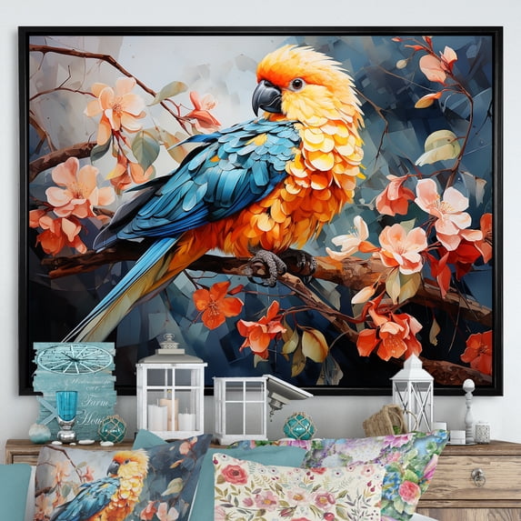 Designart "Dreamy Minimalist Birds Of Paradise" Birds Of Paradise Floater Framed Canvas Prints