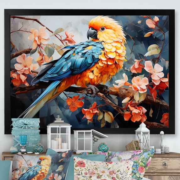 Designart "Dreamy Minimalist Birds Of Paradise" Birds Of Paradise Picture Framed Canvas Prints