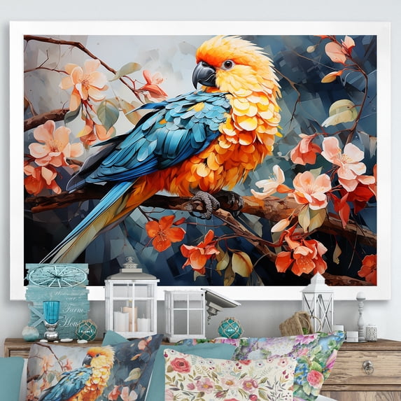 Designart "Dreamy Minimalist Birds Of Paradise" Birds Of Paradise Picture Framed Canvas Prints