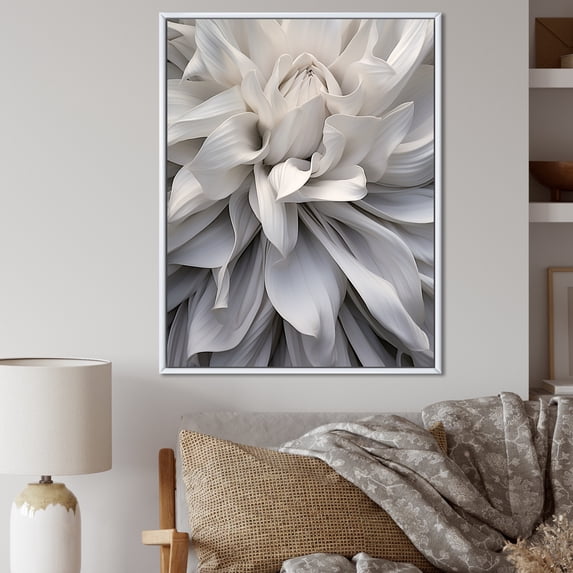 Designart "Dreamy Petal Serenity" Flowers Floater Framed Canvas Wall Art