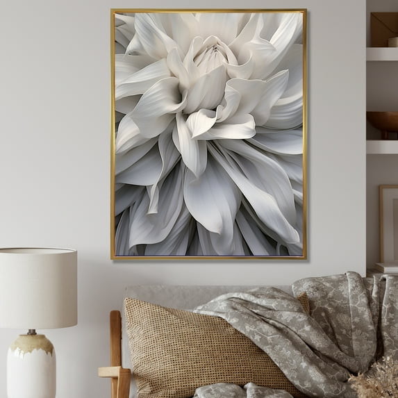 Designart "Dreamy Petal Serenity" Flowers Floater Framed Canvas Wall Art