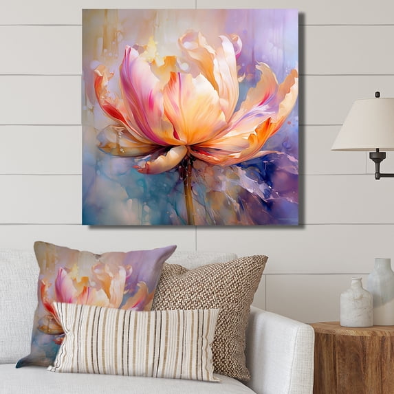 Designart "Dreamy Purple Tulip Drips I" Tulip Wall Decor