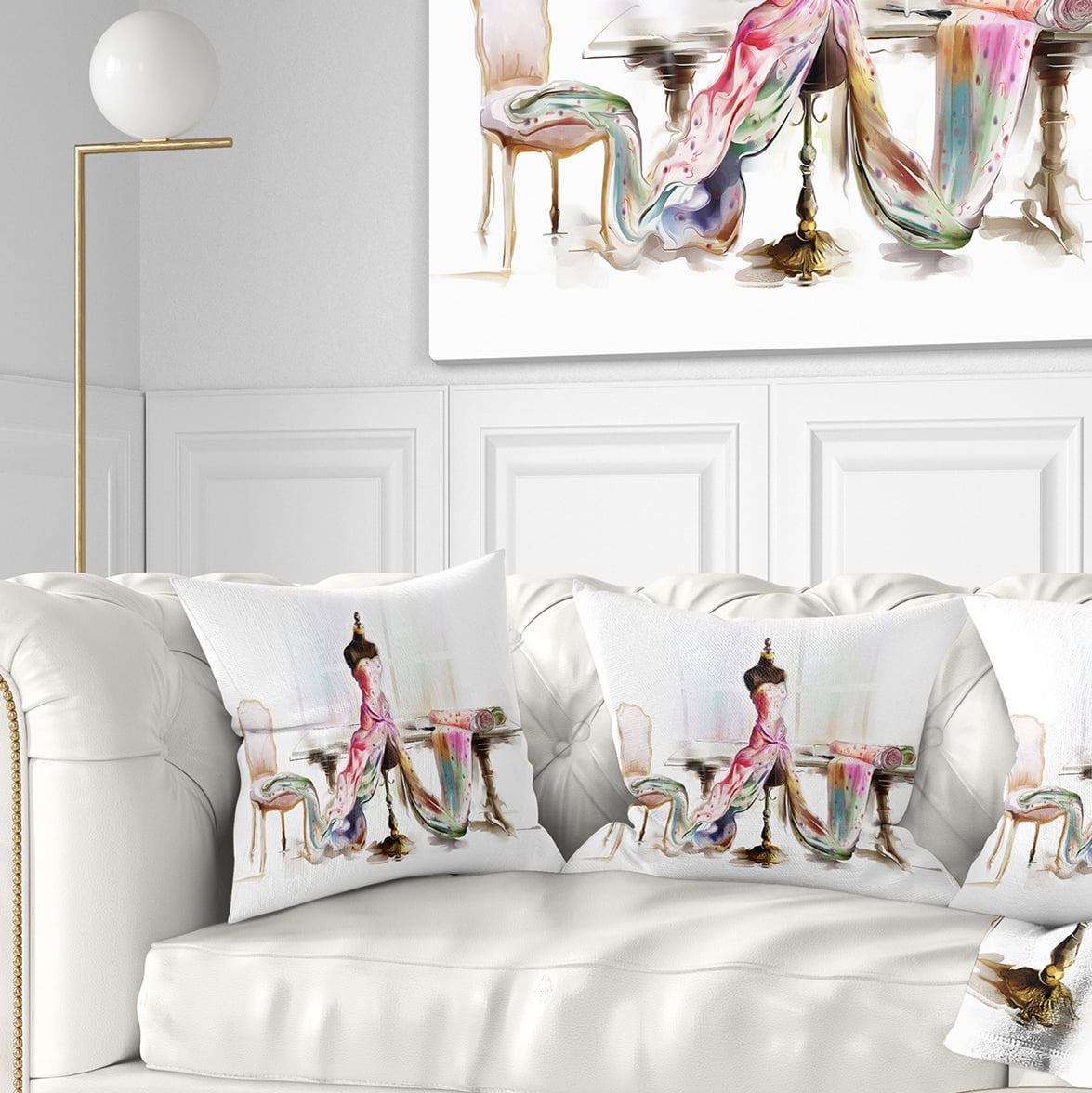 Designart Dressed Tabletop Mannequin - Abstract Throw Pillow - 16x16
