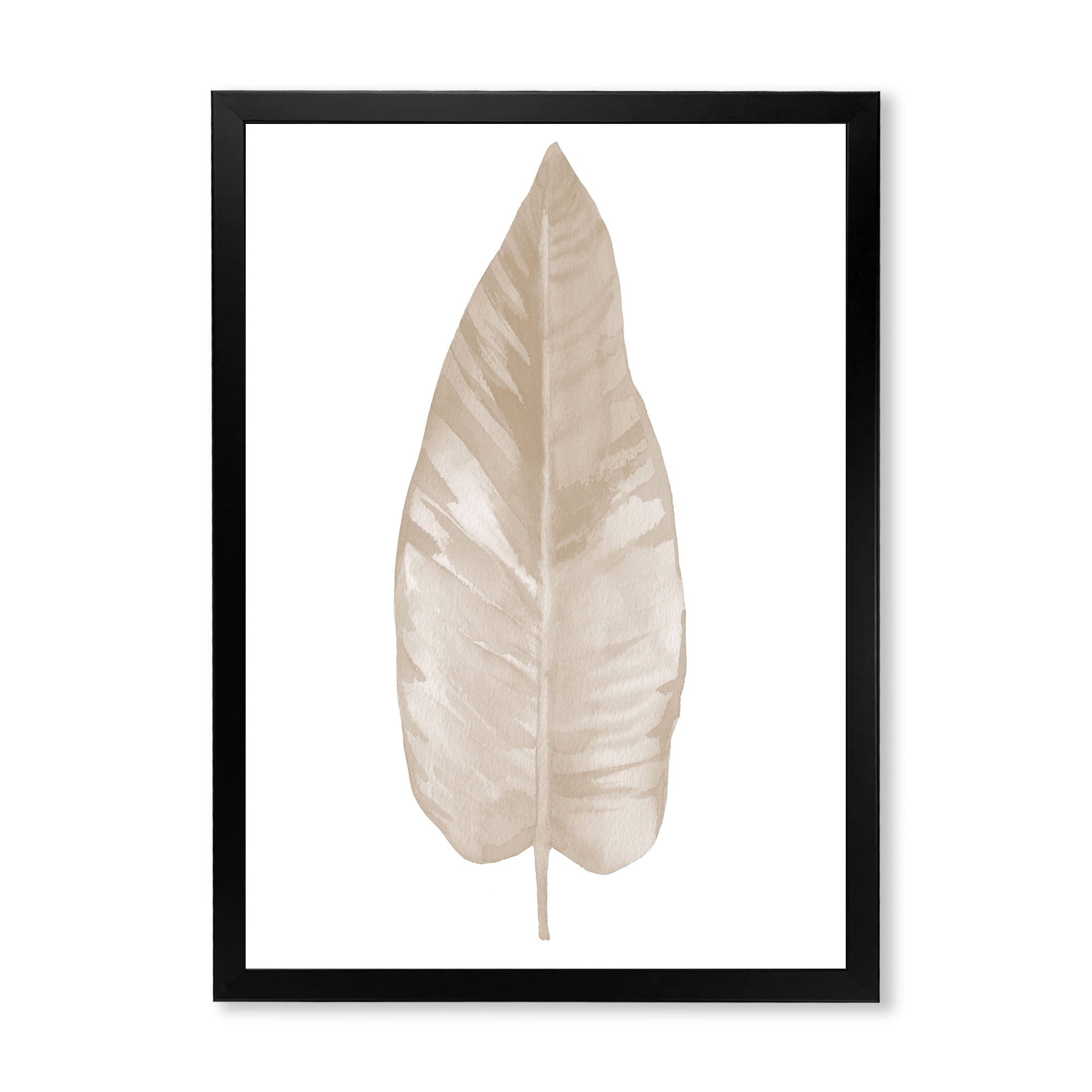Designart 'Dried Leaf Plant Beige On White Background' Traditional Framed Art Print