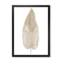 Designart 'Dried Leaf Plant Beige On White Background' Traditional Framed Art Print