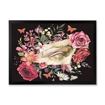 Designart 'Dried Wildflowers With Greek Sculpture David Eye' Farmhouse Framed Art Print