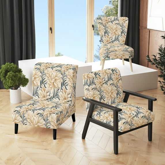 Designart "Driftwood Elegance Tropical Pattern" Upholstered Tropical Accent Chair and Tropical Arm Chair - Multiple Color & Pattern