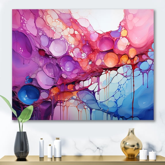 Designart "Drip Painting Symphony In Purple And Blue" Drip Painting Wall Decor