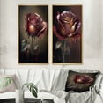 thumbnail image 1 of Designart "Dripping Red Paint on a Rose I" Rose Framed Wall Art Set Of 2 - Red Floral Frame Gallery Set For Office Decor, 1 of 7