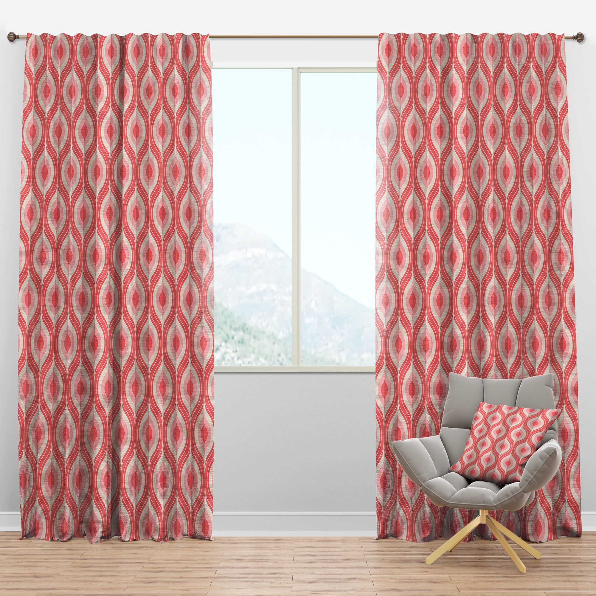 Designart 'Drop Design Retro I' Mid-Century Modern Blackout Curtain Panel