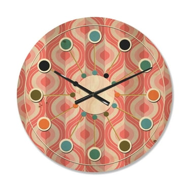 Designart 'Drop Design Retro I' Mid-Century Modern Wood Wall Clock