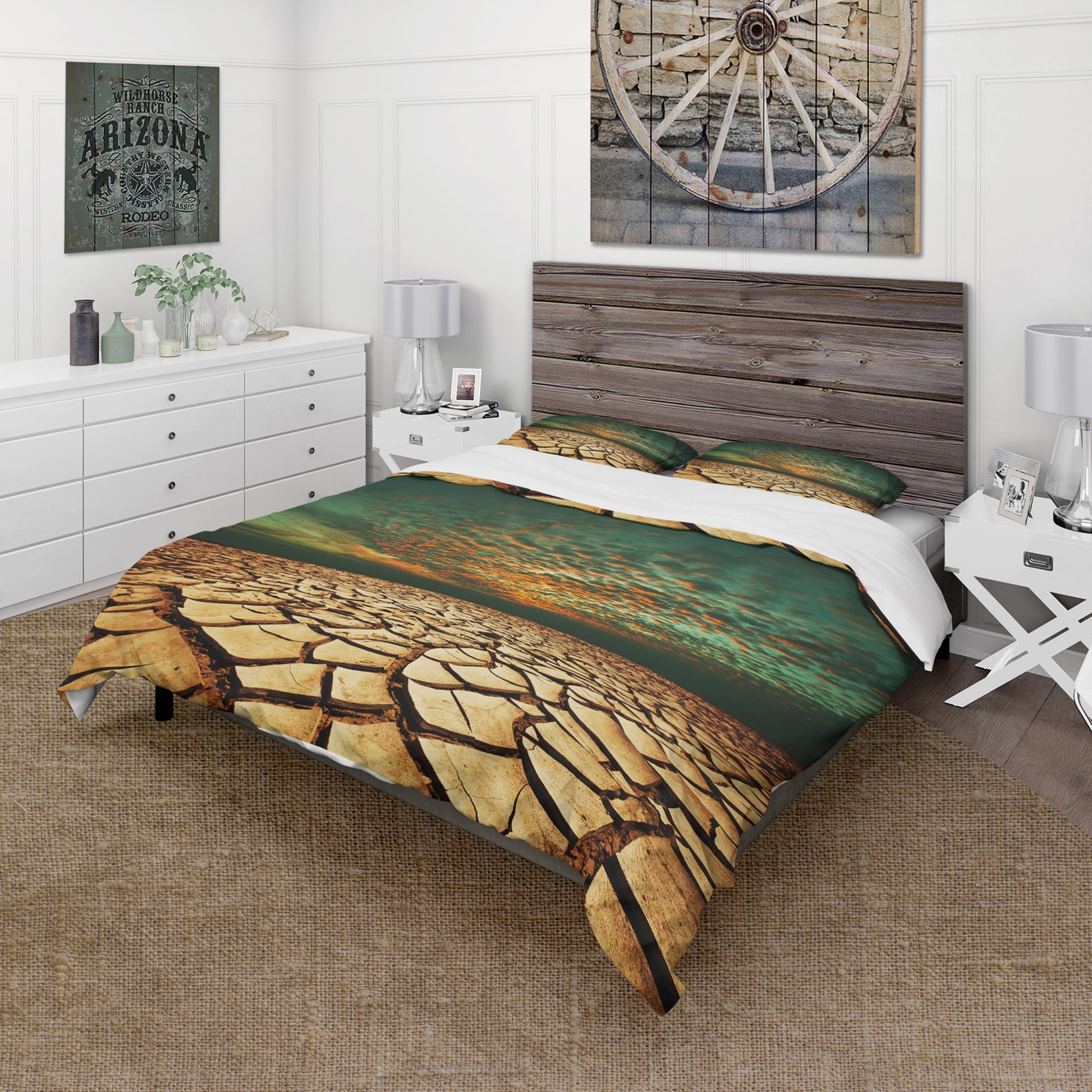 Designart 'Drought Land under Blue Sky' Landscape Duvet Cover Set
