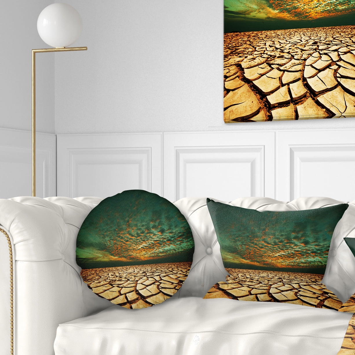 Designart Drought Land under Blue Sky - Landscape Printed Throw Pillow - 12x20