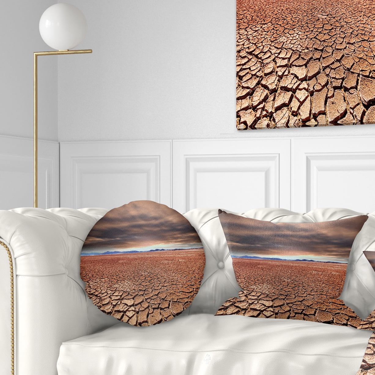 Designart Drought Land under Cloudy Sky - African Landscape Printed Throw Pillow - 12x20