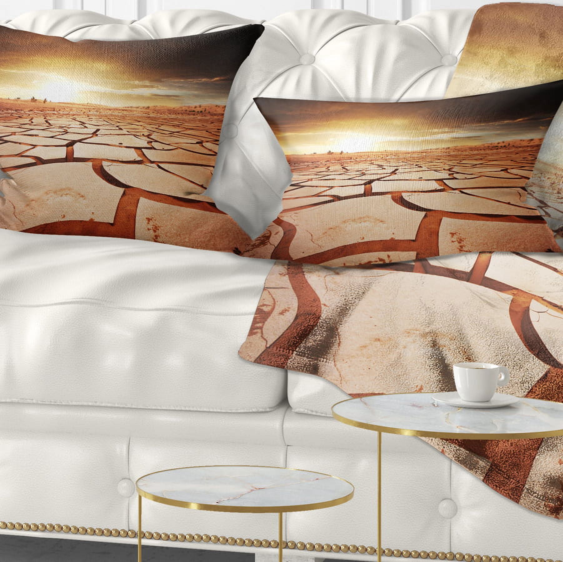 Designart Drought Land under Dark Skies - African Landscape Printed Throw Pillow - 12x20
